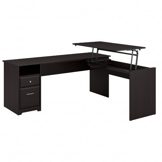 Picture of Bush Furniture Cabot 3 Position L Shaped Sit to Stand Desk, 72inW, Espresso Oak, Standard Delivery