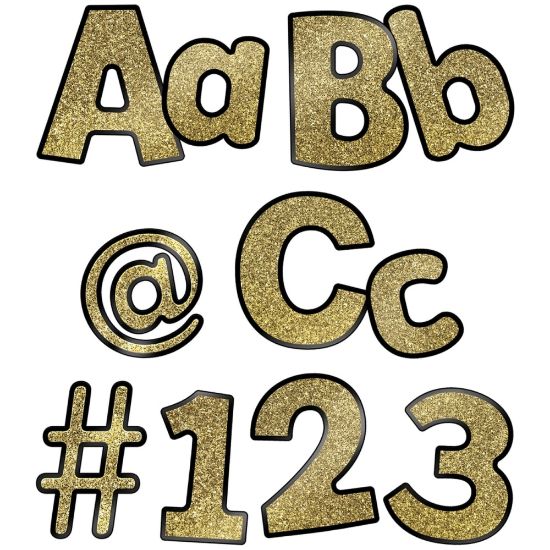 Picture of Carson Dellosa Education EZ Letters, 4in, Sparkle + Shine Gold Glitter, 219 Pieces Per Pack, Set Of 2 Packs