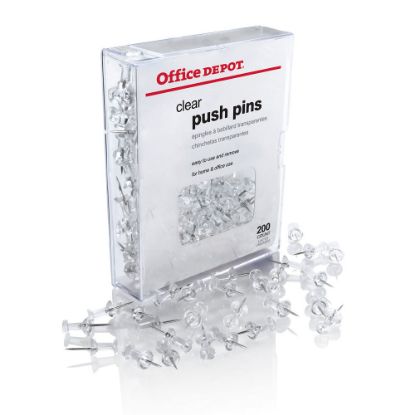 Picture of Office Depot Brand Pushpins, Round, 1/2in, Clear, Pack Of 200