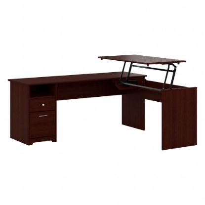 Picture of Bush Furniture Cabot 3 Position L Shaped Sit to Stand Desk, 72inW, Harvest Cherry, Standard Delivery