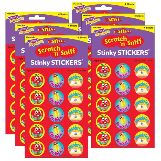 Picture of Trend Stinky Stickers, School Time/Apple, 60 Stickers Per Pack, Set Of 6 Packs