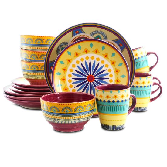 Picture of Elama 16-Piece Stoneware Dinnerware Set, Multicolor