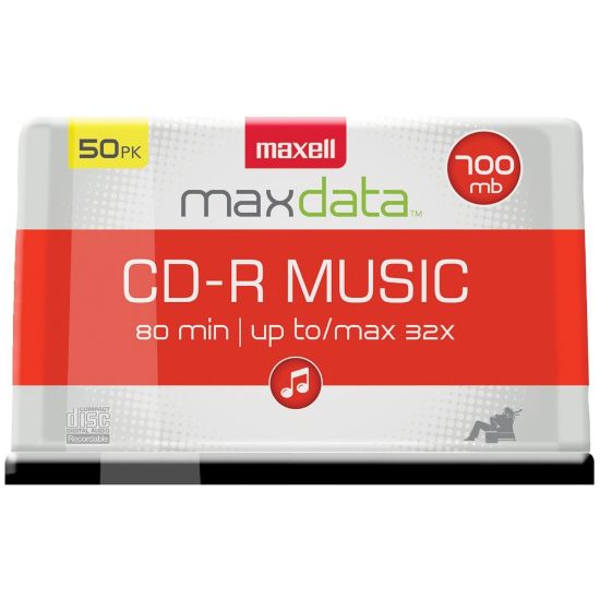 Picture of Maxell CD-R Music 32x 80-Minute 700MB Blank Discs, Orange, Pack Of 50 Discs