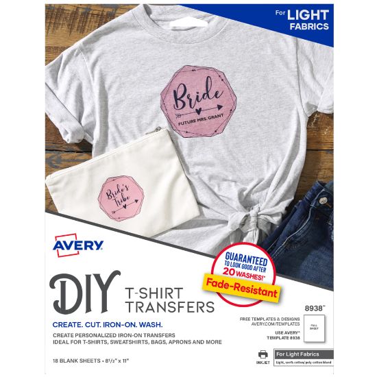 Picture of Avery T-Shirt Transfers, Light, 8938, Pack Of 18