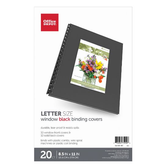 Picture of Office Depot Brand Designer Textured Binding Covers, 8 1/2in x 11in, Black, Pack Of 20