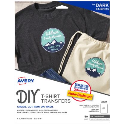 Picture of Avery T-Shirt Transfers, Dark, 3279, Pack Of 5