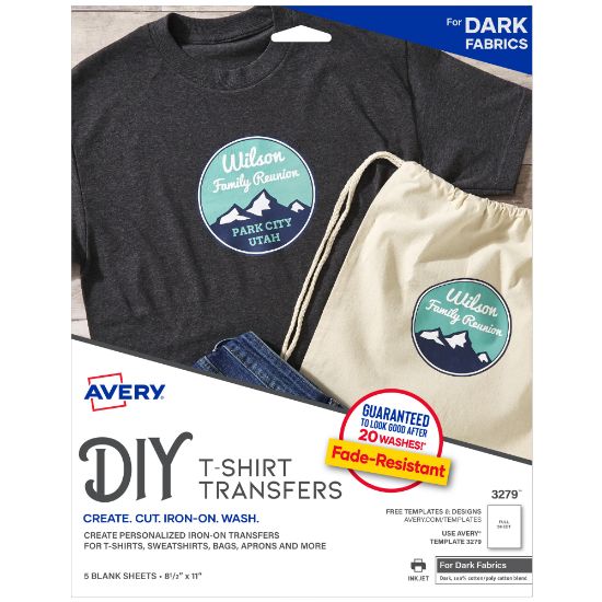 Picture of Avery T-Shirt Transfers, Dark, 3279, Pack Of 5