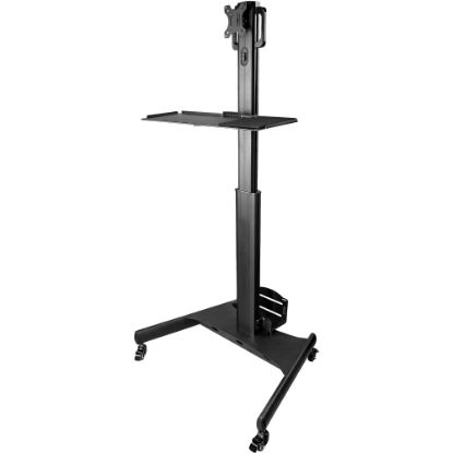 Picture of StarTech.com Mobile Workstation Cart with Monitor Mount, CPU/PC Holder, Keyboard Tray, Ergonomic Height Adjustable Desktop Computer Cart, Rolling Mobile Standing Workstation on Wheels - Portable Stand-Up Cart (WKSTNCART)