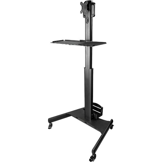 Picture of StarTech.com Mobile Workstation Cart with Monitor Mount, CPU/PC Holder, Keyboard Tray, Ergonomic Height Adjustable Desktop Computer Cart, Rolling Mobile Standing Workstation on Wheels - Portable Stand-Up Cart (WKSTNCART)