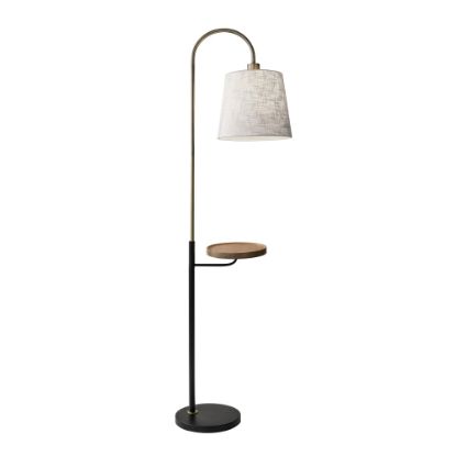 Picture of Adesso Jeffrey Shelf Floor Lamp with USB Port, 65inH, White Shade/Black/Brass Base