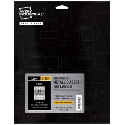 Picture of Avery PermaTrack Metallic Asset Tag Labels, 1-1/4in x 2-3/4in, Silver, Pack Of 112