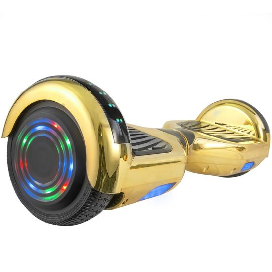 Picture of AOB Hoverboard With Bluetooth Speakers, 7inH x 27inW x 7-5/16inD, Gold/Chrome