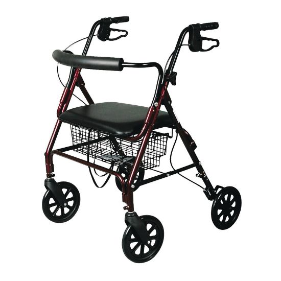 Picture of Medline Guardian Standard Bariatric Heavy-Duty Rollator, 8in Wheels, Burgundy