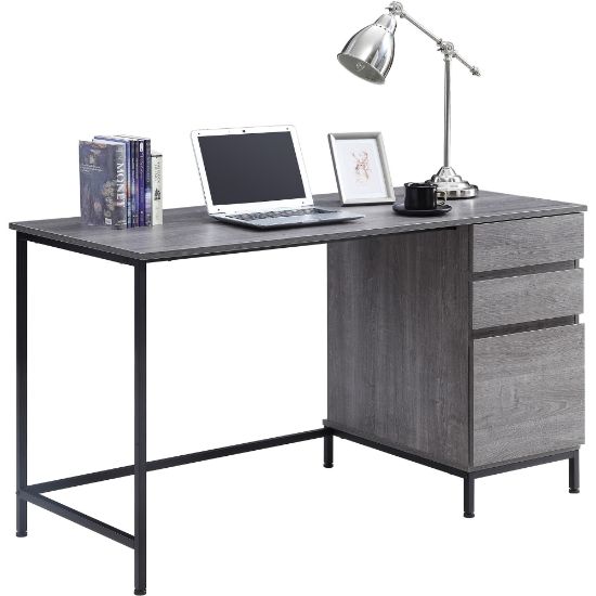 Picture of Lorell SOHO Desk with Side Drawers - 55in x 23.6in30in - 3 x File Drawer(s) - Single Pedestal on Right Side - Finish: Charcoal