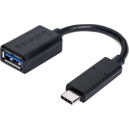 Picture of Kensington CA1000 USB-C to USB-A Adapter - USB Data Transfer Cable for Smartphone, Hard Drive, Tablet, Keyboard/Mouse - First End: 1 x USB 3.1 Type A - Female - Second End: 1 x USB 3.1 Type C - Male - 5 Gbit/s - Black - 1 Each