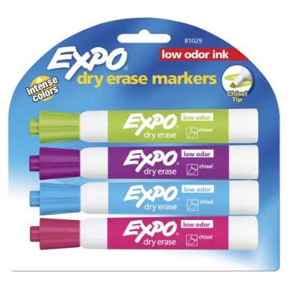 Picture of EXPO Low-Odor Dry-Erase Markers, Chisel Point, Assorted Fashion Colors, Pack Of 4