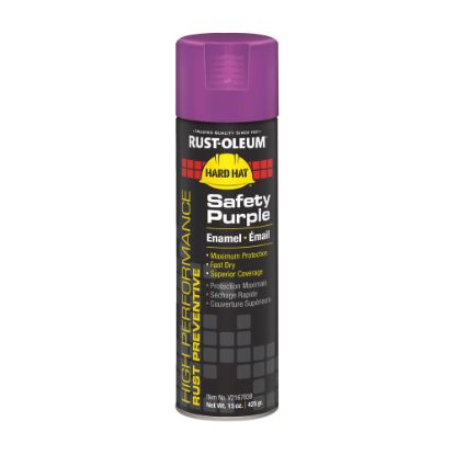 Picture of Rust-Oleum Hard Hat High Performance V2100 System Rust Preventive Enamel Spray Paint, 15 Oz, Gloss Safety Purple, Case Of 6 Cans