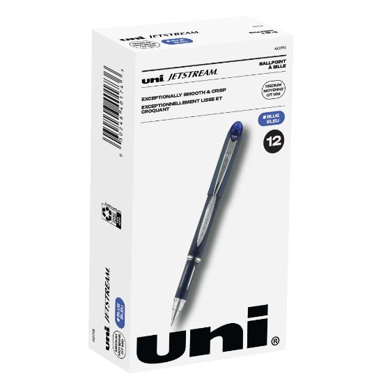 Picture of uni-ball Jetstream Ballpoint Pens, Fine Point, 0.7 mm, Blue Barrel, Blue Ink, Pack Of 12