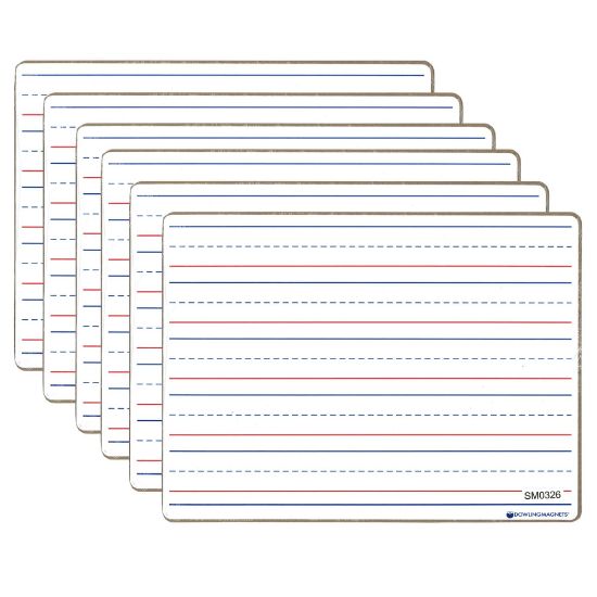 Picture of Dowling Magnets Double-sided Magnetic Dry-Erase Boards, Line-Ruled/Blank, 12in x 8-3/4in, White, Pack Of 6 Boards