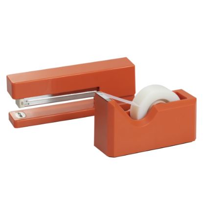 Picture of JAM Paper 2-Piece Office And Desk Set, 1 Stapler & 1 Tape Dispenser, Orange