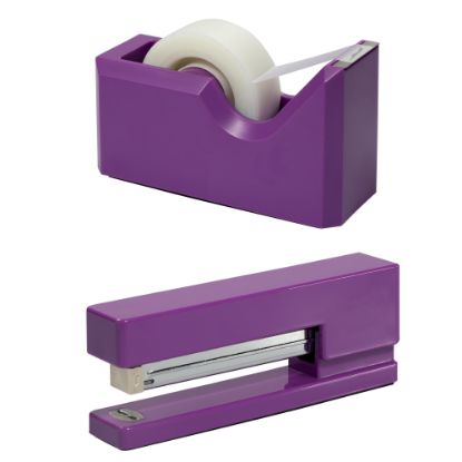 Picture of JAM Paper 2-Piece Office And Desk Set, 1 Stapler & 1 Tape Dispenser, Purple