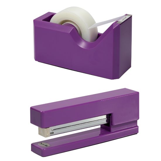 Picture of JAM Paper 2-Piece Office And Desk Set, 1 Stapler & 1 Tape Dispenser, Purple