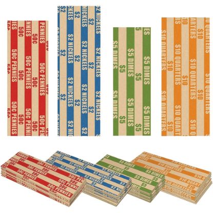 Picture of Nadex Coins Coin Wrappers Flat Striped - 6.74in Width x 7.10in Length - Durable - Kraft Paper - Multi