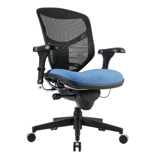 Picture of WorkPro Quantum 9000 Series Ergonomic Mesh/Premium Fabric Mid-Back Chair, Black/Sky, BIFMA Compliant