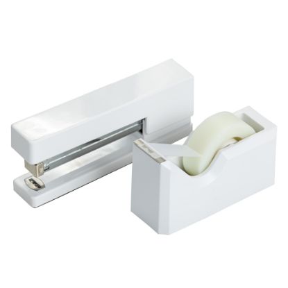 Picture of JAM Paper 2-Piece Office And Desk Set, 1 Stapler & 1 Tape Dispenser, White