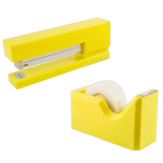 Picture of JAM Paper 2-Piece Office And Desk Set, 1 Stapler & 1 Tape Dispenser, Yellow