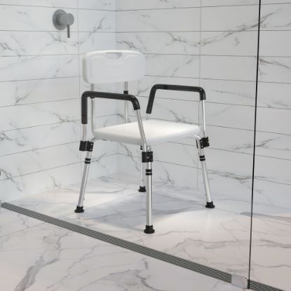 Picture of Flash Furniture Hercules Adjustable Bath And Shower Chair With Quick-Release Back And Arms, 34-3/4inH x 20-3/4inW x 19-3/4inD, White