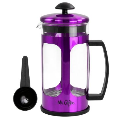 Picture of Mr. Coffee 30 Oz Glass And Stainless-Steel French Coffee Press, Metallic Purple