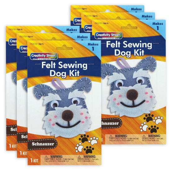 Picture of Creativity Street Felt Sewing Animal Kits, 4-1/4in x 6-1/2in x 1in, Schnauzer, Set Of 6 Kits