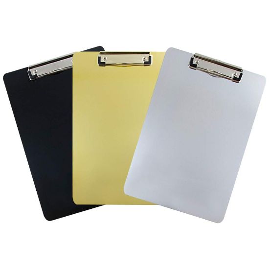 Picture of JAM Paper Letter-Size Clipboards With Low-Profile Metal Clips, 9in x 12-1/2in, Assorted Colors, Pack Of 3 Clipboards