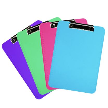 Picture of JAM Paper Letter-Size Clipboards With Low-Profile Metal Clips, 12-1/2in x 9in, Assorted Colors, Pack Of 4 Clipboards