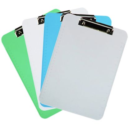 Picture of JAM Paper Letter-Size Clipboards With Low-Profile Metal Clips, 12-1/2in x 9in, Silver/Blue/Green, Pack Of 4 Clipboards