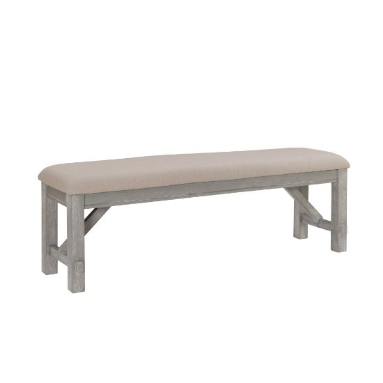 Picture of Powell Kassel Bench, With Cushion, Weathered Gray/Tan