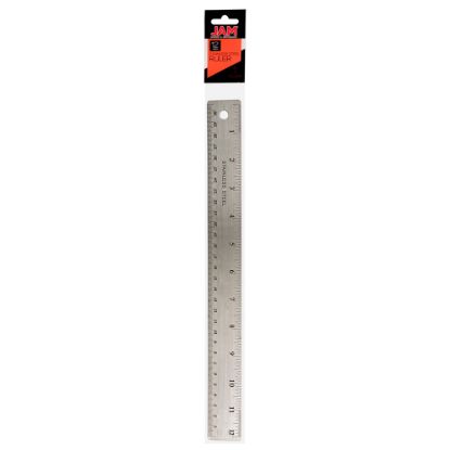 Picture of JAM Paper Stainless Steel Rulers, 12in, Silver, Pack Of 12 Rulers