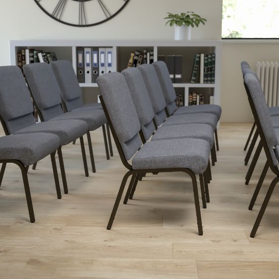 Picture of Flash Furniture HERCULES Series Stacking Church Chair, Gray/Gold Vein