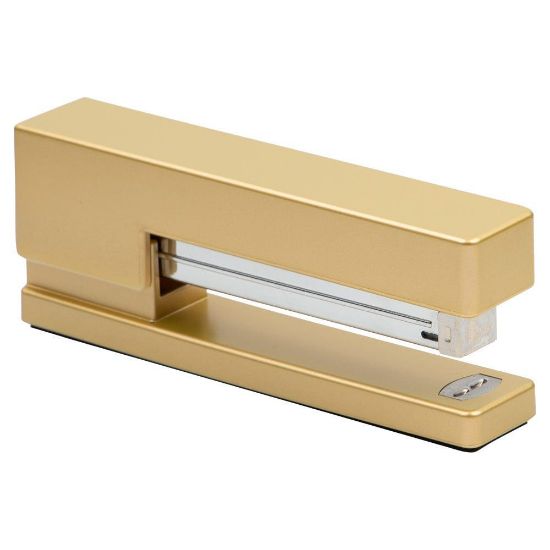 Picture of JAM Paper Plastic Stapler, 2-1/2inH x 1-1/8inW x 6inD, Gold