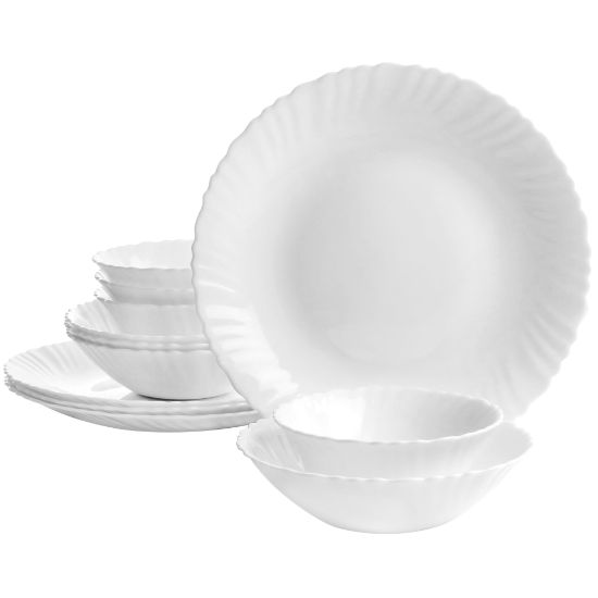 Picture of Gibson Ultra Radley 12-Piece Tempered Opal Glass Dinnerware Set, White