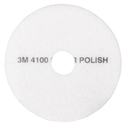 Picture of 3M 4100 Super Polishing Floor Pads, 19in Diameter, White, Case Of 5