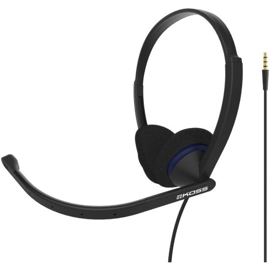 Picture of Koss CS200i Headset - Stereo - Mini-phone (3.5mm) - Wired - 32 Ohm - 20 Hz - 22 kHz - Over-the-head, Over-the-ear - Binaural - Supra-aural - 7.87 ft Cable - Electret, Noise Cancelling Microphone - Black