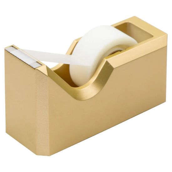 Picture of JAM Paper Plastic Tape Dispenser, 4-1/2inH x 2-1/2inW x 1-3/4inD, Gold