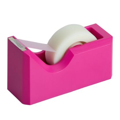 Picture of JAM Paper Plastic Tape Dispenser, 4-1/2inH x 2-1/2inW x 1-3/4inD, Pink