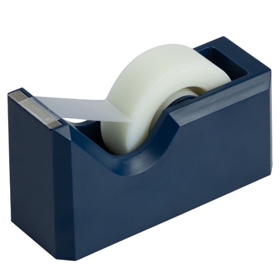 Picture of JAM Paper Plastic Tape Dispenser, 4-1/2inH x 2-1/2inW x 1-3/4inD, Navy Blue