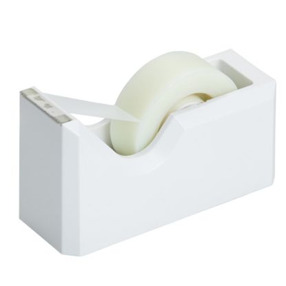 Picture of JAM Paper Plastic Tape Dispenser, 4-1/2inH x 2-1/2inW x 1-3/4inD, White