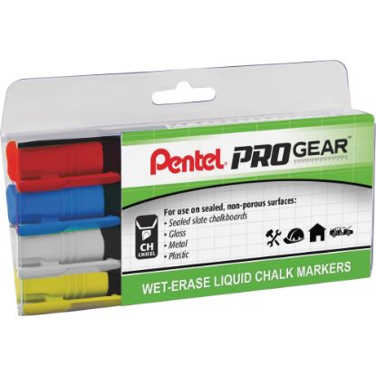 Picture of Pentel PROGear Wet-Erase Liquid Chalk Marker - Chisel Marker Point StyleChalk-based Ink - 4 / Pack