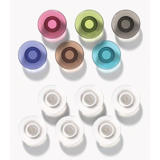 Picture of Quartet Glass Board Magnets - 0.5in Diameter - Cylinder - Rounded Edge - 12 / Pack - Assorted, Clear