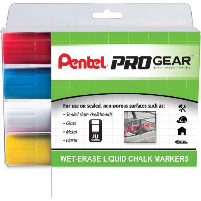 Picture of Pentel PROGear Wet-Erase Liquid Chalk Marker - Jumbo Marker Point - Chisel Marker Point StyleChalk-based Ink - 4 / Pack